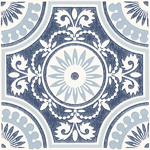 FloorPops 12-in by 12-in Blue Ezra Vinyl Peel & Stick Floor Tiles (10 Tiles), (10 sq.ft./Carton)